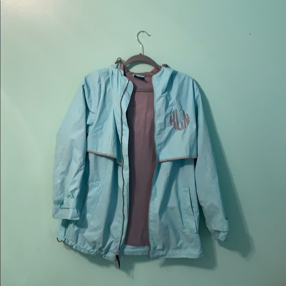 Light Blue (Turquoise) Monogrammed KNL Raincoat